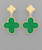 Earrings, Green Clover Drop Post