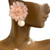Earrings, Pink Tulle Flower With Pearl
