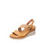 Shoes, Jemma Taupe Leather Wedge Sandals