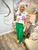 Pants, Green High Waist Wide Leg
