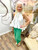 Pants, Green Drawstring Stripe Wide