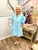 Dress, Sky Blue Polka-Dot Puff Sleeve Mini