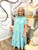 Dress, Sky Blue With Pink Stripes