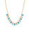 Necklace, Ocean Blue Rhinestones, Gold Beads
