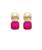 Earrings, Pink Faceted Large Stone w Gold Top