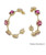Earrings, Hoops w Pink Ombre' Rhinestones, Gold