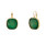 Earrings, Dark Green Rhinestone, Gold