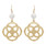 Earrings, Fishook, Pearl w Gold Hanging Medallion/Flower