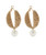 Earrings, Brown Rattan w Drop Pearl