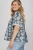 Shirt, Dusty Blue Printed Floral With Striped Detail