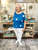Shirt, Blue With White Polka Dot Sweater