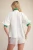 Shirt, White With Green Collar and Cuff Half Zip