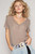Shirt, Brown Short Sleeve Vintage Stone Washed