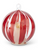 Ornament, LED Handpainted Red Stripe Clear w/ Timer