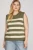 Vest, Olive/Ivory Stripe With Gold Side Buttons