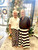 Skirt, Pleated a-Line Striped Black and Ivory