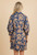 Dress, Blue And Tan Floral With Orange