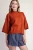 Sweater, Rust Mock Neck Three Quarter Length Sleeves
