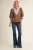 Shirt, Brown Puff Sleeves With Blue/Red Embroidered Neckline and Cuffs