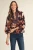 Shirt, Brown Floral With Contrast Floral Neckline