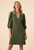 Dress, Brown Scallop Trim With Puff Sleeve