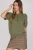 Shirt, Olive Sweater With Button Ruffled Neck