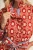 Dress, Red Geometric Floral Midi With Blue Accents/Tie Waist