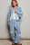 Set, Powder Blue With Floral Accents Zip Hoodie and Pants