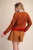 Sweater, Brown Cardigan With Light Blue/Red Accents