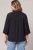 Shirt, Black Silky 3/4 Sleeve Collared