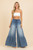 Pants, High-Waisted Wide Leg Tiered Ruffle Denim