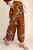 Pants, Rust With Brown Floral Wide Leg