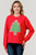 Sweatshirt, Red With Embroidered Christmas Tree