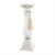 Candlestick, MED Glass With White Wooden Base, Beads With Tassels