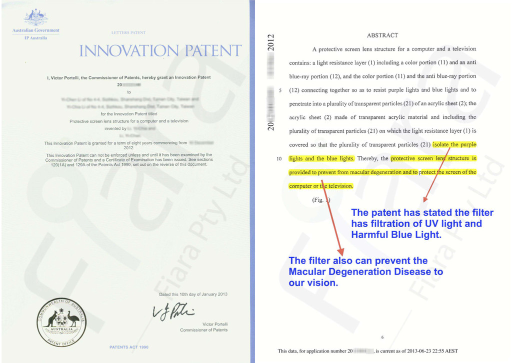 Fits 43~45-inch Slim Frame TV | Fiara Anti Blue Light Screen Protector / Filter