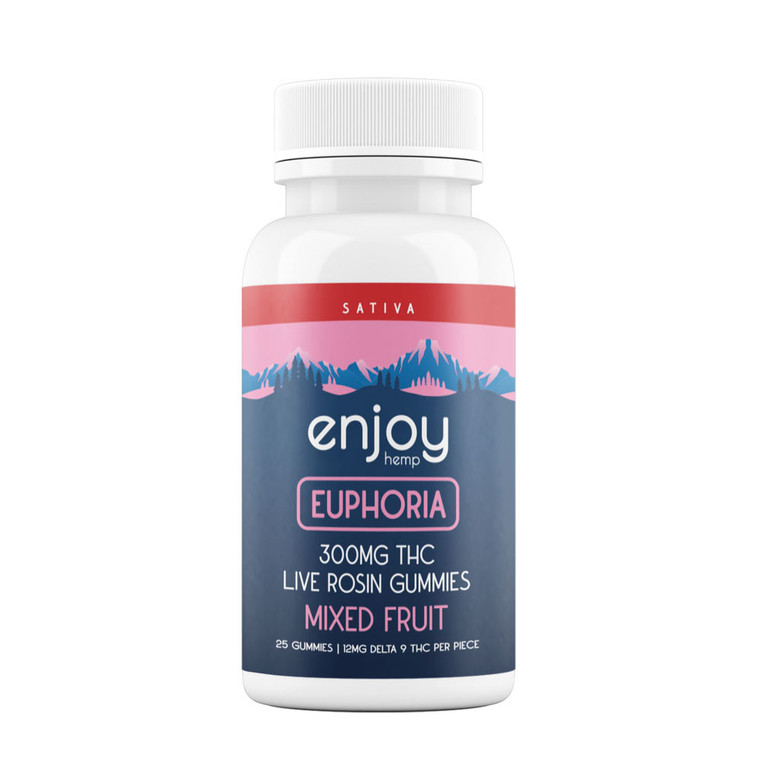 Euphoria (Sativa) Enjoy Hemp Live Rosin Delta-9 THC Gummies + Terpenes - 300 mg total | 12 mg of THC per gummy