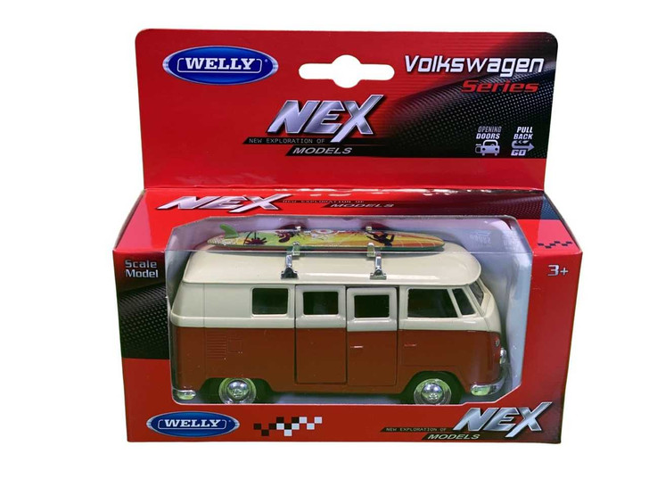 Macheta Volkswagen bus surf board , red white 1:43 - Imagine 1