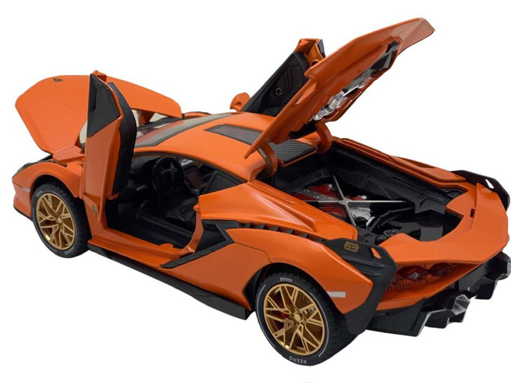 Macheta metal Lamborghini Veneno portocaliu 1:24 cu sunet, lumini si fum bf 2023 - Imagine 2