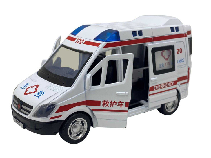 Macheta metal replica duba mercedes Sprinter Ambulanta 1:32 sunet si lumini