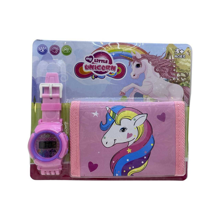 Set ceas electronic cu portofel unicorn - Imagine 1