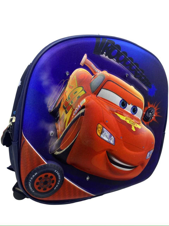 Ghiozdan Cars 3D cu leduri din panza cauciucata la interior 22cmx22cm - Imagine 2