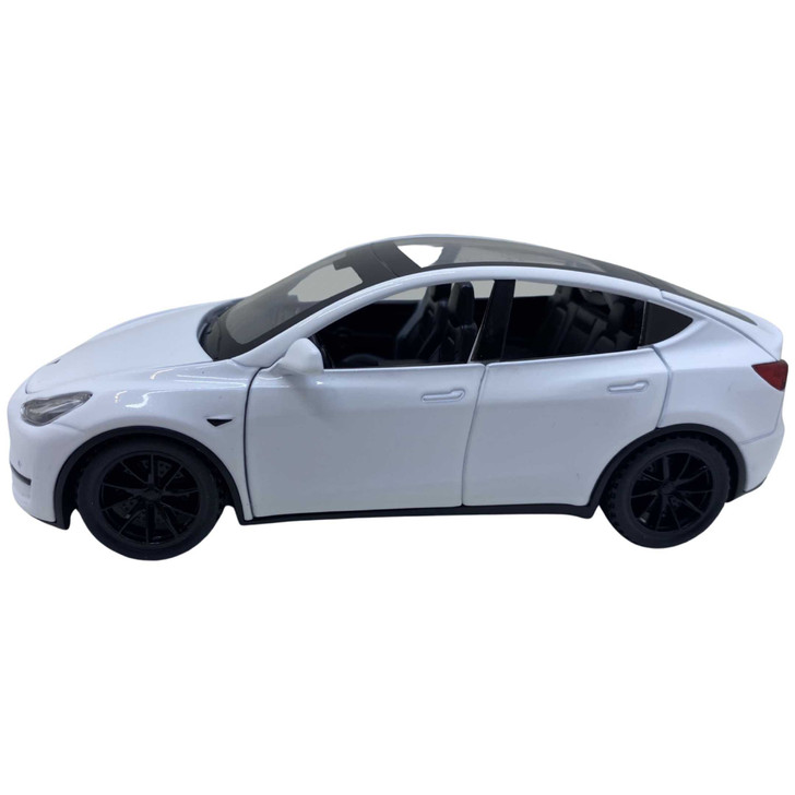 Macheta Tesla Model Y alba deschide 4 usi, portbagaj si capota, lumini si sunete - Imagine 2