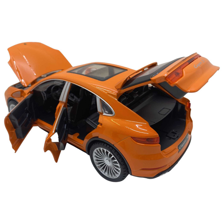 Macheta replica Porsche Cayenne S portocaliu deschide 4 usi, portbagaj si capota, lumini si sunete - Imagine 2