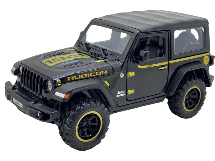 Macheta metal Jeep Rubicon negru replica deschide usi, capota si portbagaj  - Imagine 1