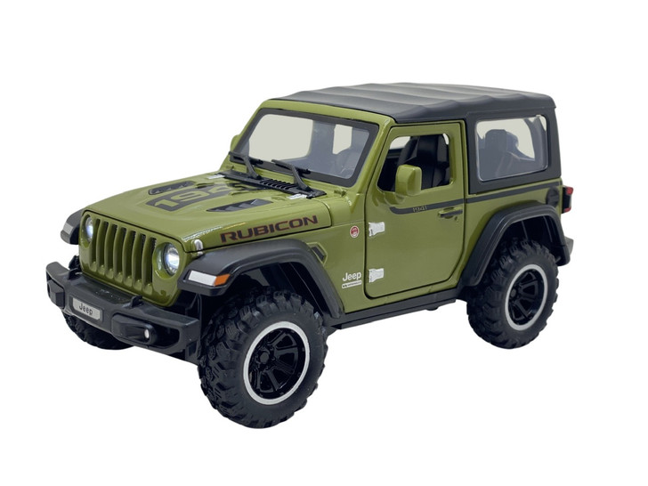 Macheta metal Jeep Rubicon verde replica deschide usi, capota si portbagaj  - Imagine 1