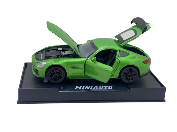 Macheta metal Mercedes SLS replica 1:32 verde cu sunete si lumini deschide usi, capota si portbagaj - Imagine 2