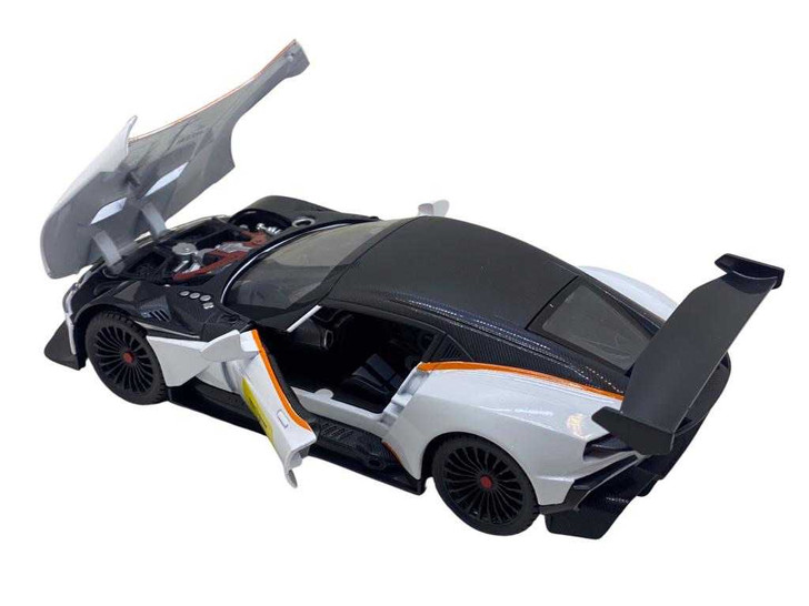 Macheta replica metal Aston Martin vulcan alb cu sunete si lumini deschide usi si capota 1:22 - Imagine 2