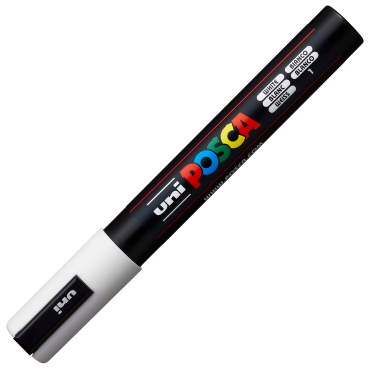 Carioca Marker UNI Posca PC-5M, varf rotund, 1.8-2.5mm pentru orice tip de  suprafata  ALB - Imagine 2