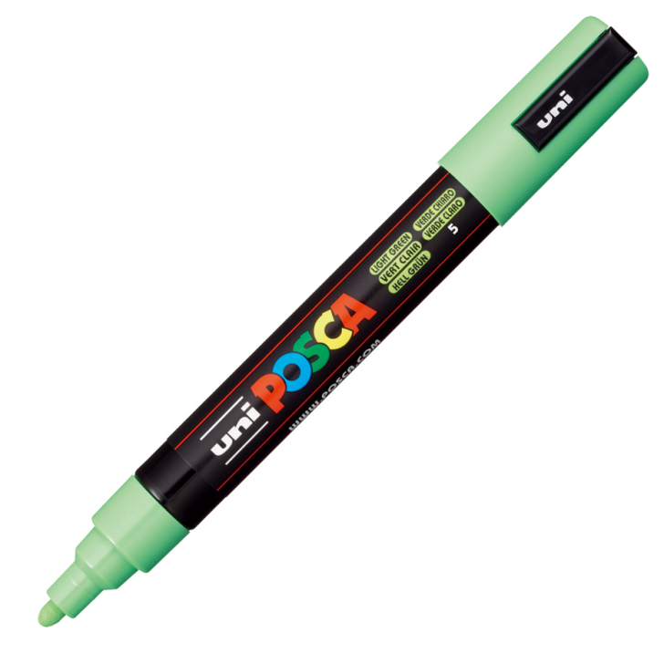 Carioca Marker UNI Posca PC-5M, varf rotund, 1.8-2.5mm pentru orice tip de suprafata VERDE DESCHIS LIGHT GREEN 5 - Imagine 1