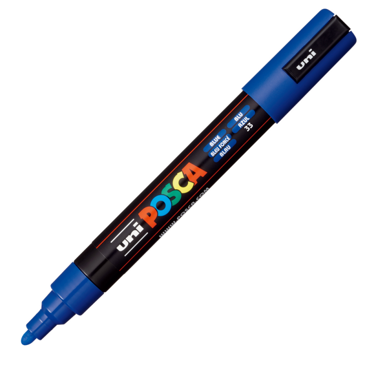 Carioca Marker UNI Posca PC-5M, varf rotund, 1.8-2.5mm pentru orice tip de suprafata BLU ALBASTRU AZUL 33 - Imagine 1